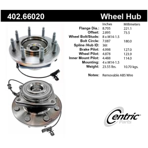 Centric Premium™ Wheel Bearing And Hub Assembly for 2015 Chevrolet Silverado 3500 HD - 402.66020