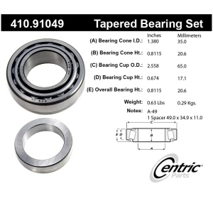 Centric Premium™ Rear Driver Side Wheel Bearing and Race Set for 2004 Jeep Grand Cherokee - 410.91049