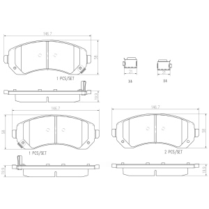 brembo Premium Ceramic Front Disc Brake Pads for 2002 Pontiac Aztek - P10050N