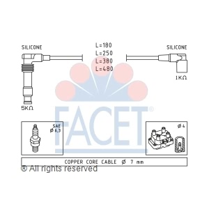 facet Spark Plug Wire Set for 2000 Daewoo Nubira - 4.9677