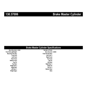 Centric Premium™ Brake Master Cylinder for 1998 Porsche 911 - 130.37006