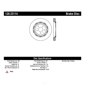 Centric Premium™ OE Style Drilled Brake Rotor for 2007 Audi RS4 - 128.33114