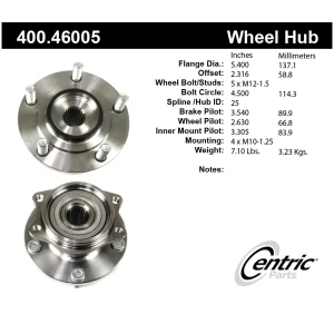 Centric Premium™ Wheel Bearing And Hub Assembly for 2005 Mitsubishi Lancer - 400.46005