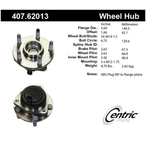 Centric Premium™ Front Passenger Side Non-Driven Wheel Bearing and Hub Assembly for Pontiac G8 - 407.62013