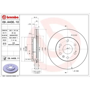 brembo UV Coated Series Vented Front Brake Rotor for 2012 Chevrolet Avalanche - 09.A406.11