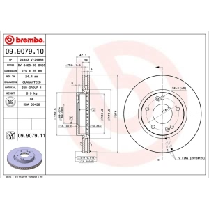 brembo UV Coated Series Vented Front Brake Rotor for 2002 Hyundai Santa Fe - 09.9079.11