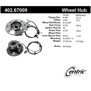 Centric Premium™ Front Passenger Side Driven Wheel Bearing and Hub Assembly for 1999 Dodge Ram 2500 - 402.67009