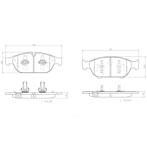 brembo Premium Ceramic Front Disc Brake Pads for 2015 Audi A7 Quattro - P85127N