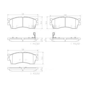 brembo Premium Ceramic Front Disc Brake Pads for 2005 Kia Rio - P30016N