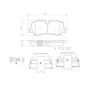 brembo Premium Ceramic Rear Disc Brake Pads for Land Rover Discovery - P44019N