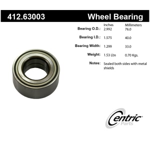 Centric Premium™ Front Driver Side Double Row Wheel Bearing for 1999 Dodge Neon - 412.63003