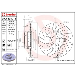 brembo OE Replacement Drilled and Slotted Front Brake Rotor for 2018 BMW 430i xDrive Gran Coupe - 09.C398.13