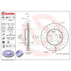 brembo Premium Xtra Cross Drilled UV Coated 1-Piece Front Brake Rotors for 2002 Mercedes-Benz C230 - 09.8411.1X