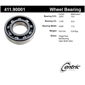 Centric Premium™ Rear Driver Side Single Row Wheel Bearing for Volkswagen Vanagon - 411.90001