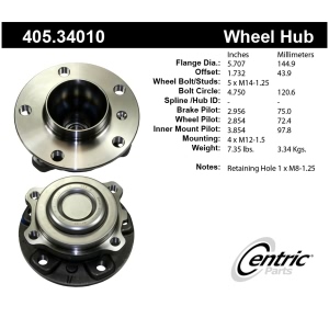 Centric Premium™ Front Driver Side Non-Driven Wheel Bearing and Hub Assembly for 2014 BMW 650i Gran Coupe - 405.34010