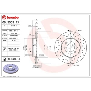 brembo Premium Xtra Cross Drilled UV Coated 1-Piece Front Brake Rotors for 1993 Acura Integra - 09.5509.1X