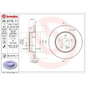 brembo UV Coated Series Rear Brake Rotor for 2000 Mercedes-Benz E320 - 08.9175.11