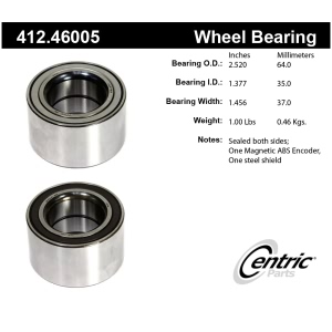 Centric Premium™ Front Driver Side Double Row Wheel Bearing for Mitsubishi Mirage - 412.46005