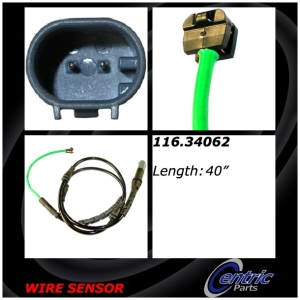 Centric Front Brake Pad Sensor for 2012 BMW X6 - 116.34062