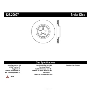 Centric Premium™ OE Style Slotted Brake Rotor for Jaguar XKR - 126.20027
