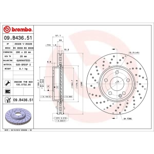 brembo UV Coated Series Drilled Vented Front Brake Rotor for 2016 Mercedes-Benz CLA45 AMG - 09.B436.51