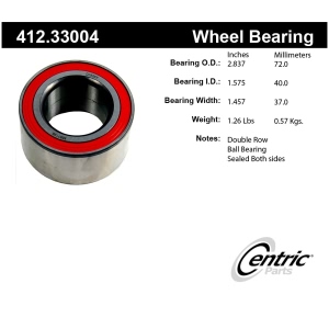 Centric Premium™ Front Driver Side Double Row Wheel Bearing for 2001 Volkswagen Cabrio - 412.33004