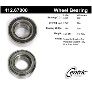 Centric Premium™ Rear Driver Side Double Row Wheel Bearing for Mercedes-Benz GLS550 - 412.67000