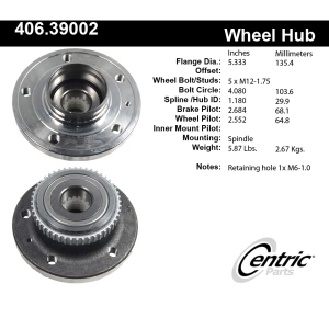 Centric C-Tek™ Rear Driver Side Standard Non-Driven Wheel Bearing and Hub Assembly for 1999 Volvo S70 - 406.39002E