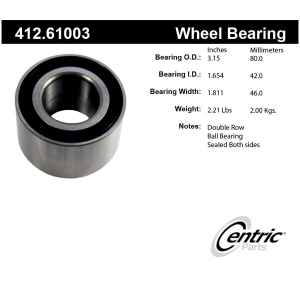 Centric Premium™ Rear Driver Side Double Row Wheel Bearing for 2001 Lincoln LS - 412.61003