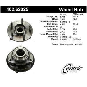 Centric Premium™ Wheel Bearing And Hub Assembly for 2017 Chevrolet Equinox - 402.62025