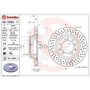 brembo UV Coated Series Drilled Rear Driver Side Brake Rotor for 1998 Porsche 911 - 09.C883.11
