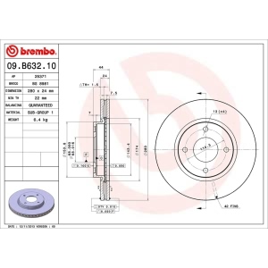 brembo OE Replacement Front Brake Rotor for 2010 Nissan Sentra - 09.B632.10