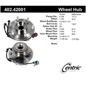 Centric Premium™ Front Passenger Side Driven Wheel Bearing and Hub Assembly for 2005 Infiniti QX56 - 402.42001