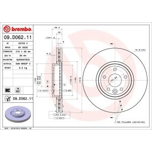 brembo UV Coated Series Front Brake Rotor for Jaguar XE - 09.D062.11