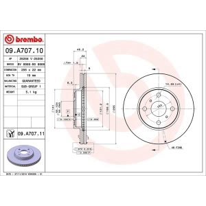 brembo UV Coated Series Vented Front Brake Rotor for 2014 Toyota Yaris - 09.A707.11