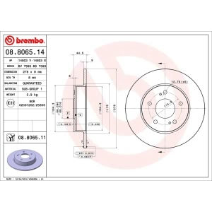 brembo UV Coated Series Solid Rear Brake Rotor for 1999 Infiniti I30 - 08.8065.11