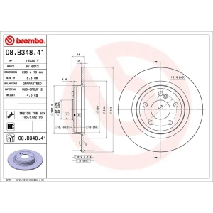 brembo UV Coated Series Solid Rear Brake Rotor for Mercedes-Benz B Electric Drive - 08.B348.41