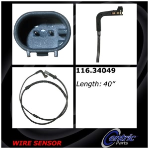 Centric Rear Brake Pad Sensor for 2018 BMW X5 - 116.34049