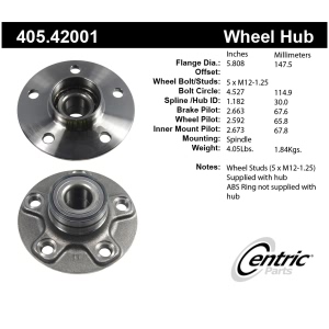 Centric Premium™ Wheel Bearing And Hub Assembly for 2000 Infiniti I30 - 405.42001