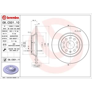 brembo UV Coated Series Rear Brake Rotor for 2018 Audi TT Quattro - 08.C501.11