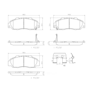 brembo Premium Ceramic Front Disc Brake Pads for Acura Integra - P28026N
