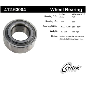 Centric Premium™ Front Passenger Side Double Row Wheel Bearing for Plymouth Turismo 2.2 - 412.63004
