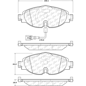 Centric Posi Quiet™ Ceramic Front Disc Brake Pads for 2017 Audi A3 - 105.17600