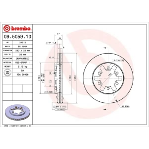 brembo OE Replacement Vented Front Brake Rotor for 1994 Nissan D21 - 09.5059.10