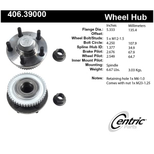 Centric Premium™ Wheel Bearing And Hub Assembly for 1992 Volvo 740 - 406.39000