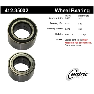 Centric Premium™ Front Passenger Side Double Row Wheel Bearing for 2014 Mercedes-Benz E550 - 412.35002