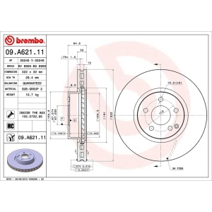 brembo UV Coated Series Front Brake Rotor for 2014 Mercedes-Benz E350 - 09.A621.11