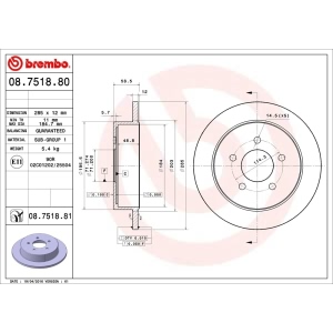 brembo UV Coated Series Solid Rear Brake Rotor for 1999 Ford Explorer - 08.7518.81