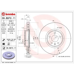 brembo UV Coated Series Vented Front Brake Rotor for 2014 Audi A4 Quattro - 09.B972.11