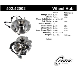 Centric Premium™ Hub And Bearing Assembly; With Integral Abs for 2015 Nissan Xterra - 402.42002
